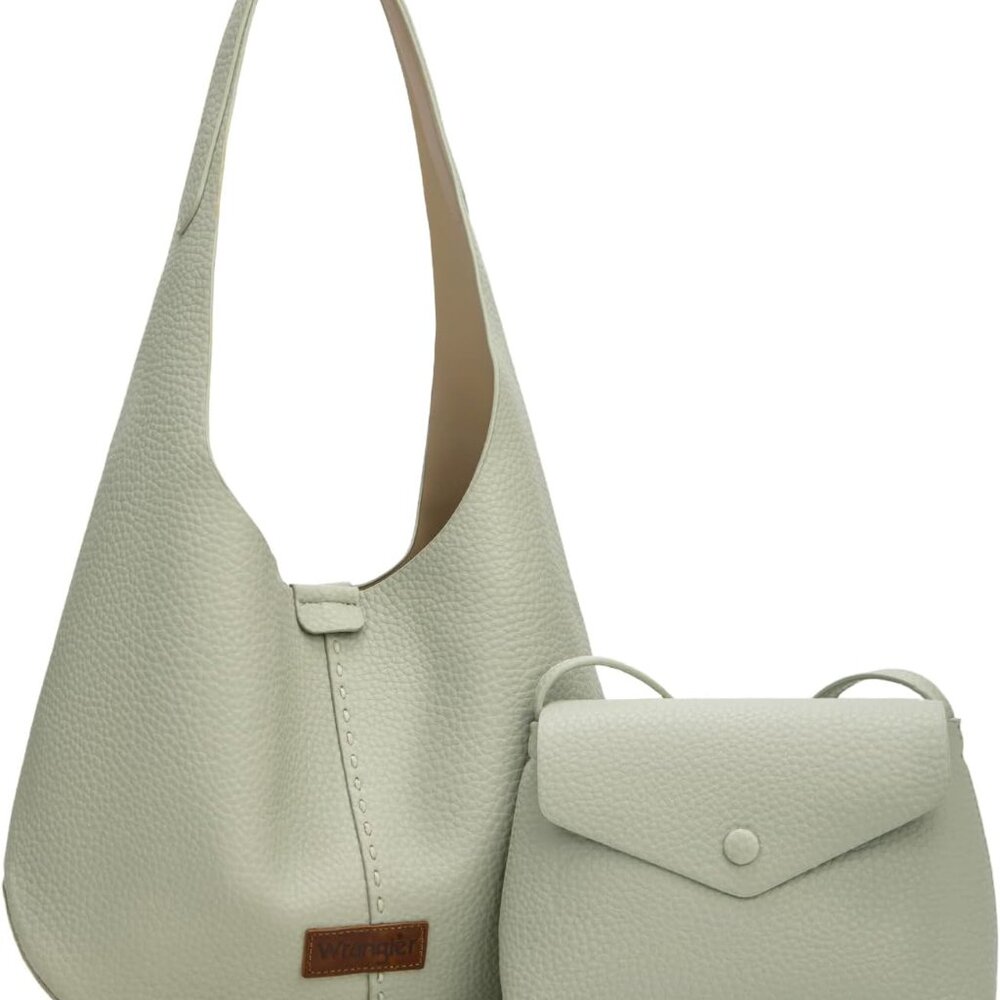 Wrangler Hobo Bag Purse for Women 2PCS Set, Slouchy Shoulder Handbags with Small